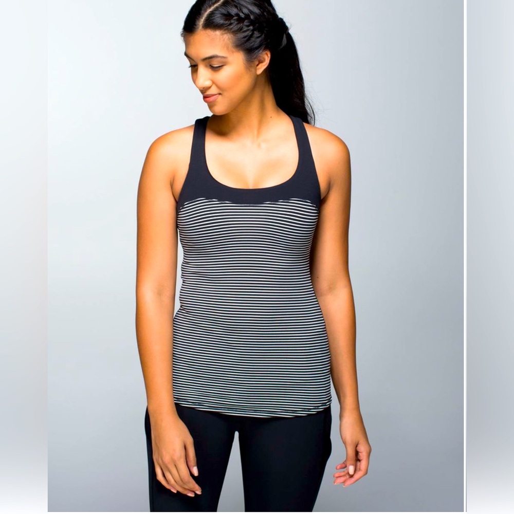 Lululemon Run: First Base Tank Hyper Stripe Black Ghost / Black